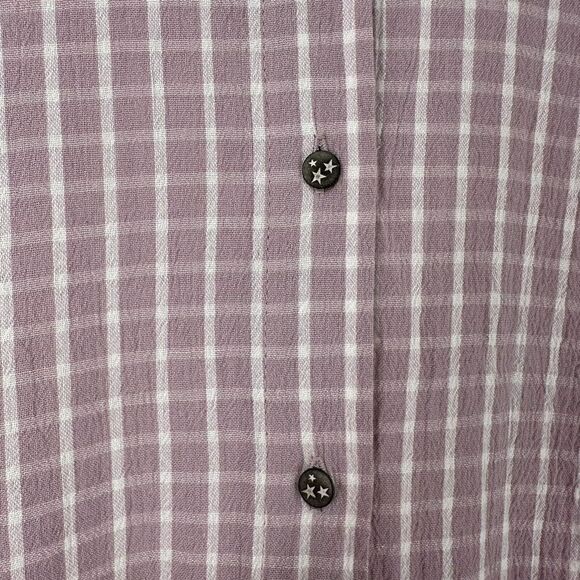 William Rast Tunic Mauve Pink Plaid Side Slit Long Sleeve Button Up Size M Angel - Picture 11 of 12